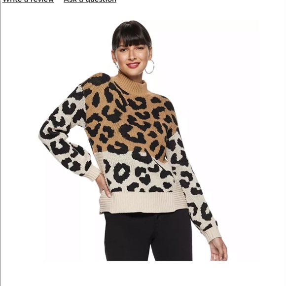 Petite Nine West Leopard Print Sweater - Picture 1 of 6